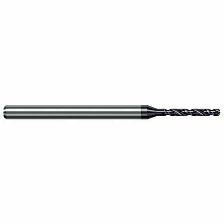 HARVEY TOOL 0.08in. Drill dia. x 0.54in. Carbide HP Drill for Hardened Steels, 2 Flutes, AlTiN Nano Coated GBS0800-C6